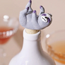 Cork bottom bottle stopper. Smiling sloth with resin finish. Perfect for wine bottles! A gift for wine lovers.