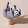 Cork bottom bottle stopper. Smiling sloth with resin finish. Perfect for wine bottles! A gift for wine lovers.
