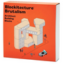 Box of Blockitecture Brutalism architect building blocks with architectural illustration on an orange background