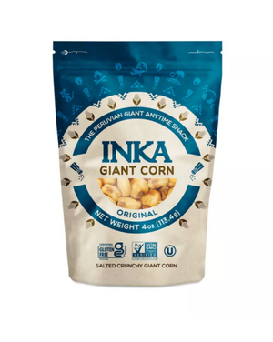 Now you can reward yourself with the same imperial snack the Inka rulers used to reward heroes!. Only the largets, finest kernels are used in preparing the roasted Inka corn for a delicious light crunch. Made with Cusco's Giant Corn, grown only in Peru's Sacred Valley of Incas at 11,000 feet. Non GMO, Gluten Free, Vegan, Kosher.