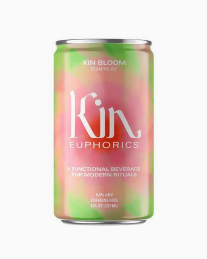 Can of Kin Euphorics functional beverage with colorful design on a white background