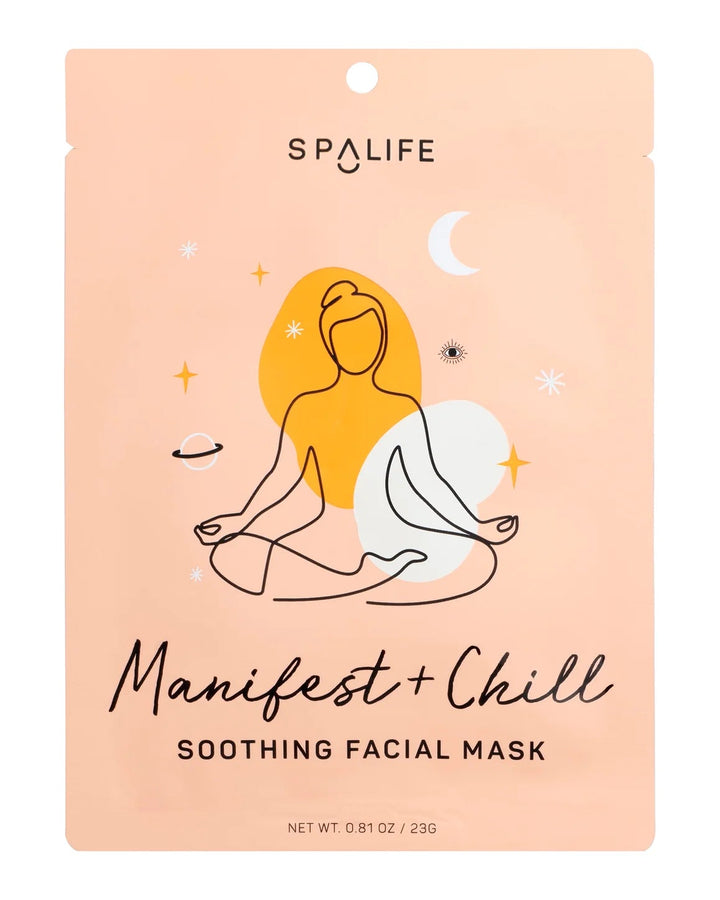 SpalifeManifest+Chill soothing facial mask packaging on a white background