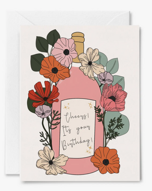 Cheers Birthday Wine card. Blank inside
