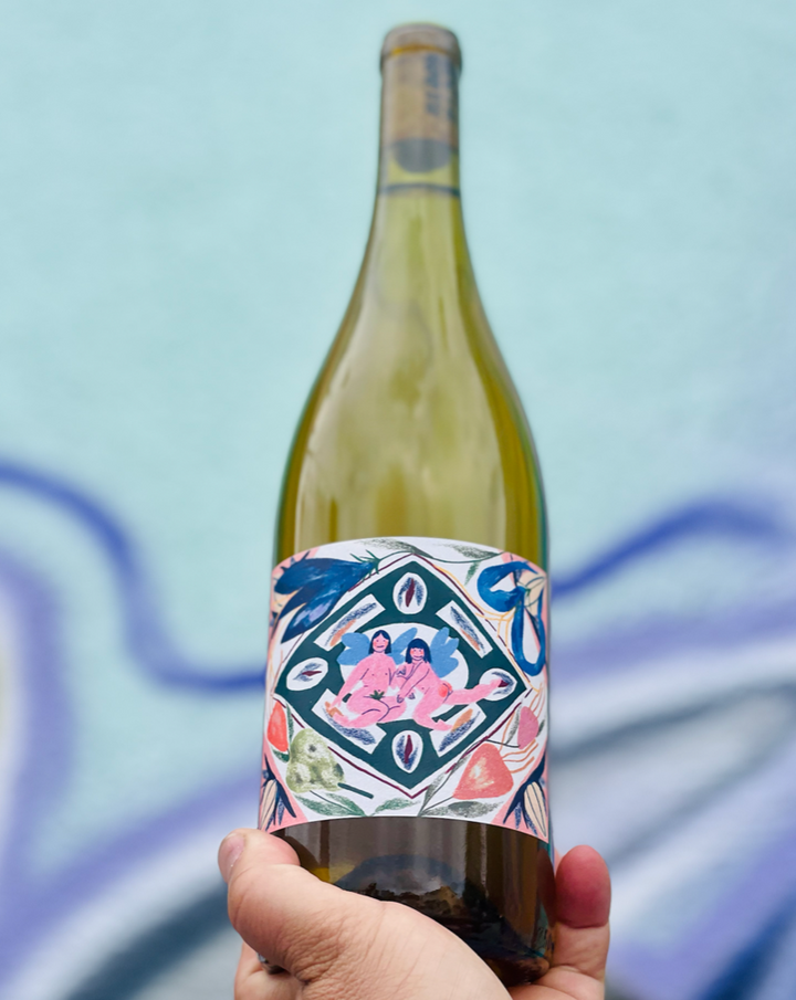 100% Chenin Blanc Clarksburg, California.  Woman winemaker - Cassidy Miller. All natural. Freshly baked brioche with a green pear compote. Butterfly kisses from a lemon curd lover in apple bottom jeans. Salty ocean spray on a peach sailboat. 