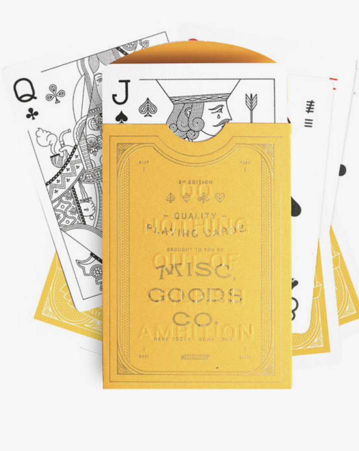 Each drawing on every playing card is re-imagined. The illustrations of the characters, symbols and each letter and number new. Premium grade playing cards Bee quality card stock Emboss Gold Foil.