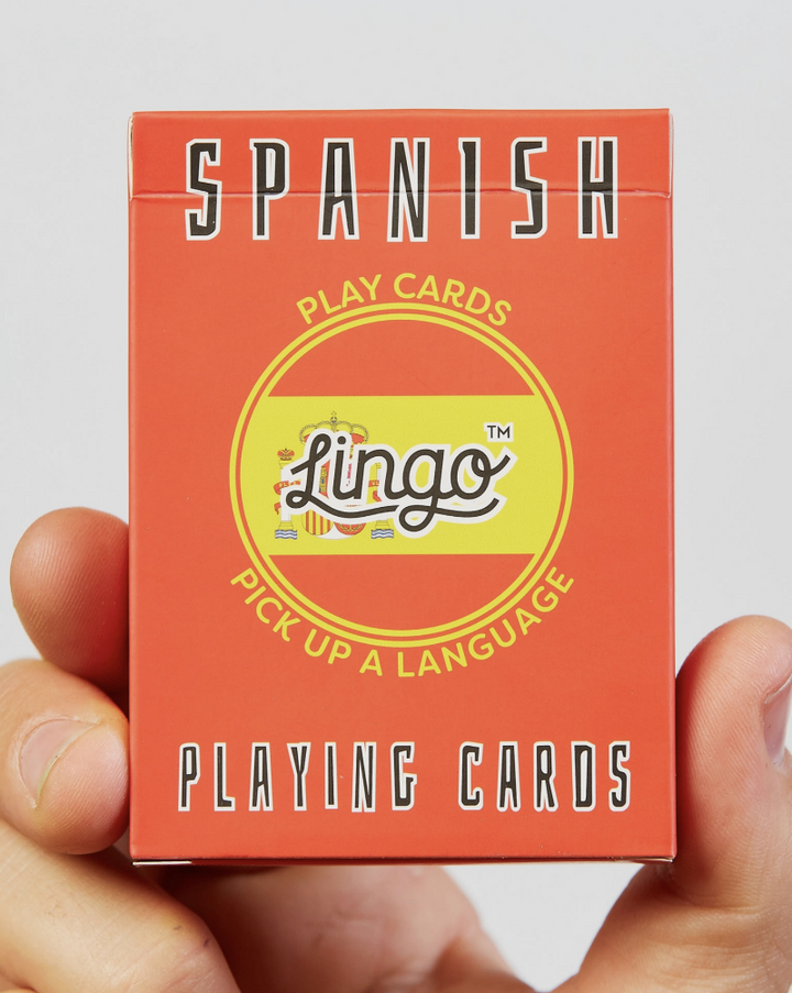 Get up to speed and cheers a Latino in their own language. Salud! With Lingo Playing Cards, you can have hours of fun with your friends and family while on the go.