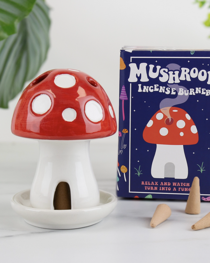 Transform this mushroom into a Fun-GI by filling it with incense. Enjoy the Sandalwood scent and be transported to another world. Includes 1x Mushroom, 1x Resting Dish & 4x Incense Cones Designed in London by Gift Republic