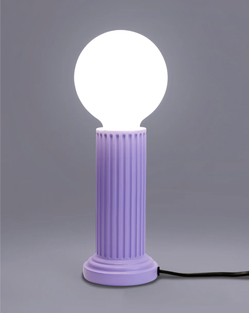 Lamp shaped as the ionic classic Greek column here to redesign the classics. Bulb not included.  Woman Owned.