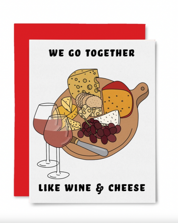 Illustrating Amy Wine & Cheese Anniversary greeting card