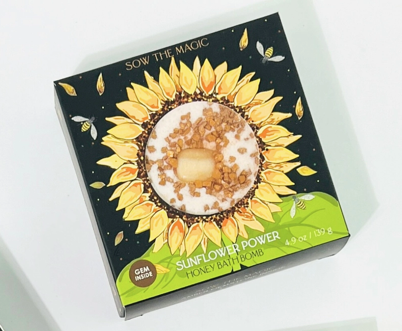 Sow the Magic Sunflower Power Honey Bath Bomb with Amber Crystal