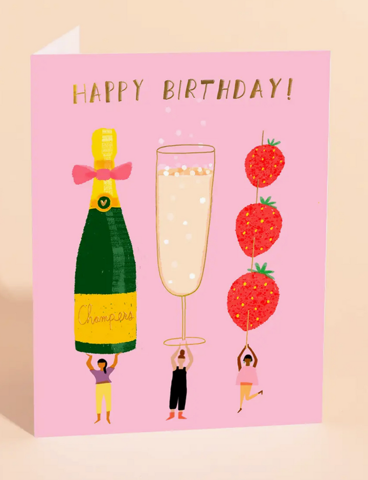 Carolyn Suzuki Champagne Wishes Birthday Greeting Card