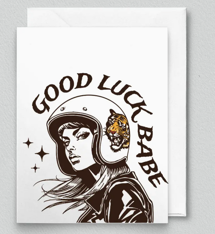 Good Luck Babe Retro Greeting Card