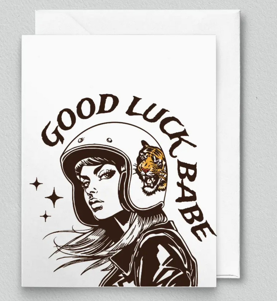 Good Luck Babe Retro Greeting Card