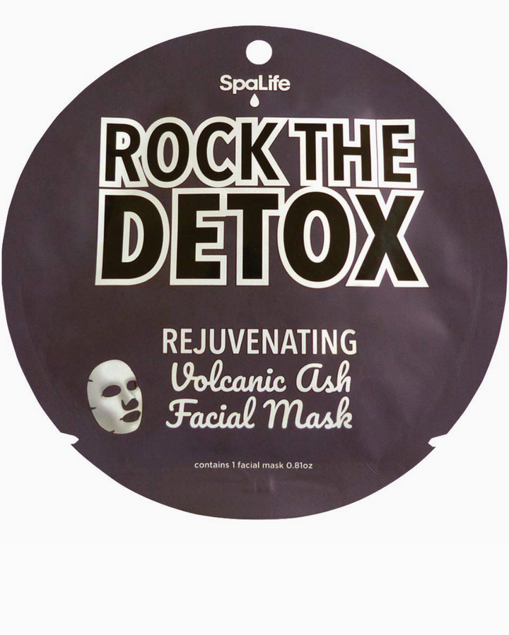 SpaLife Rock the Detox volcanic ash facial mask packaging on a white background