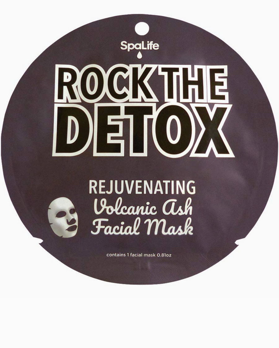 SpaLife Rock the Detox volcanic ash facial mask packaging on a white background