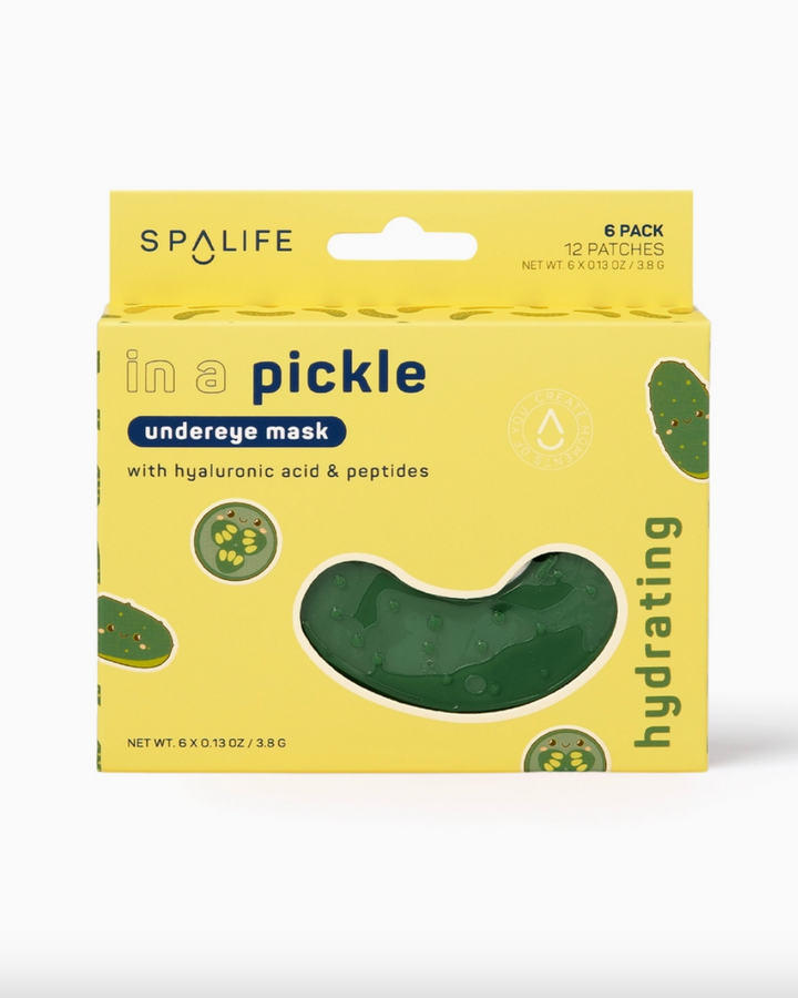 Spalife undereye mask packaging with pickle design on a white background