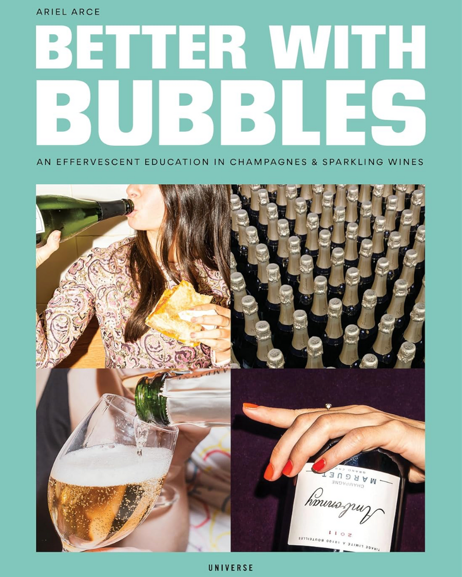 Book cover of 'Better with Bubbles' featuring images of champagne and a person pouring champagne.