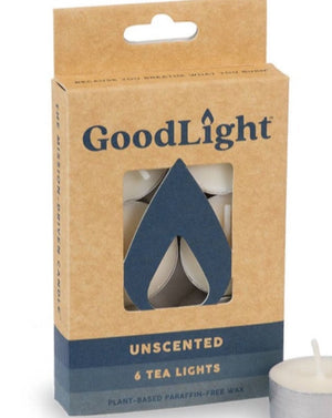 GoodLight's tea lights are made from 100% palm wax and filament-free pure cotton wicks. Lighting up a room with tea lights creates a warm and cozy atmosphere; now you can do it without the fumes or soot associated with paraffin wax.