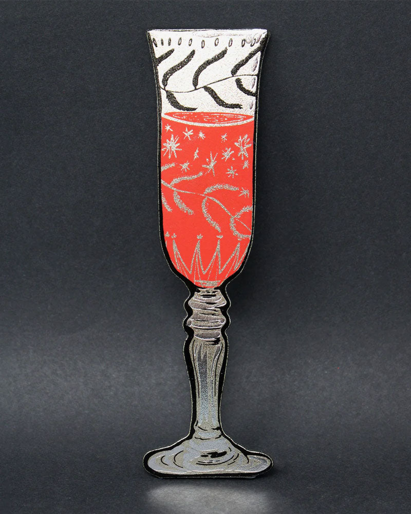 Double sided leather bookmark. Hand foiled and embossed. Double-sided (Á ta santé on back).