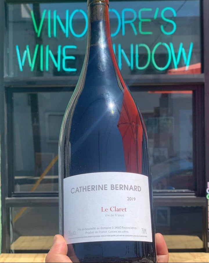 Grenache/Cinsault Marselan, Vin de France.  Woman winemaker - Catherine Bernard. All natural. Magnum (2 bottles). Chillable red. Lush and lovely yet crisp and funky, this big bottled girl is ready to parrrrtay! Herbs, smoke, fruit.