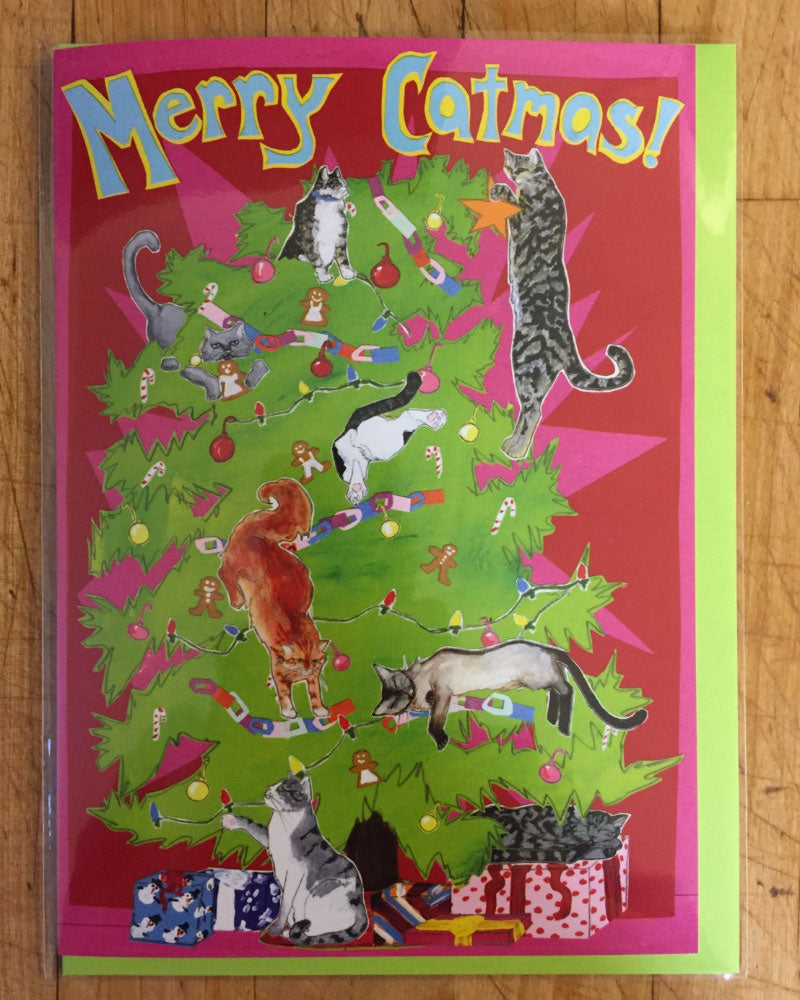 Merry Catmas Holiday Card.&nbsp;Blank inside.