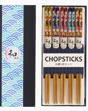 5 Piece Bamboo Chopsticks Set