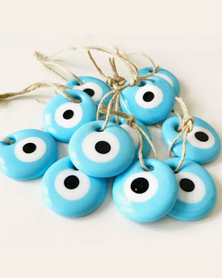 Hand blown glass Evil Eye hanging charm.
