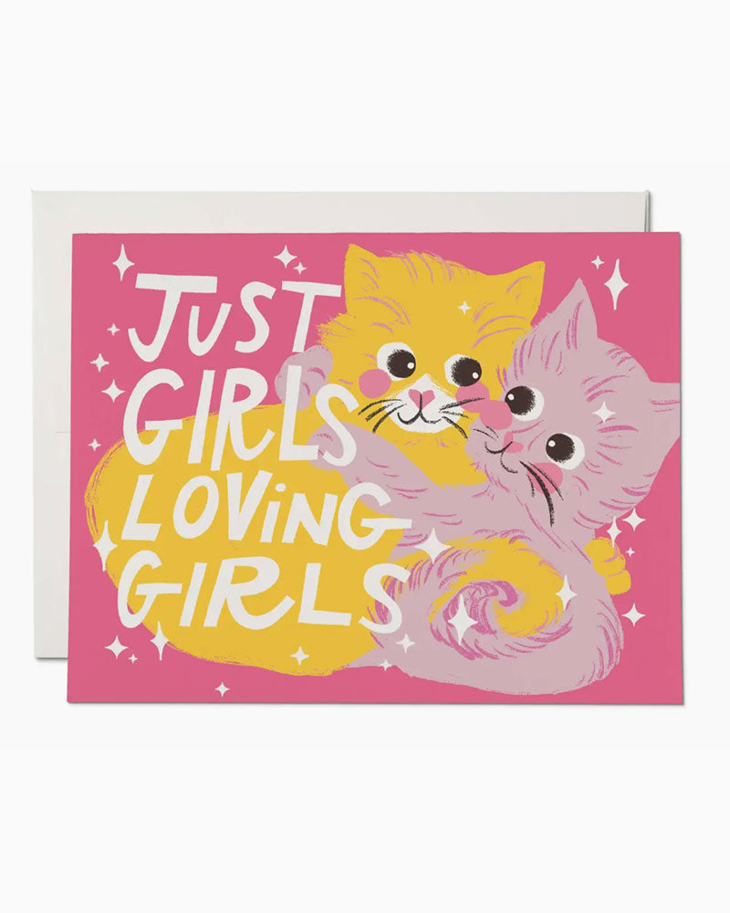 Just Girls Loving Girls Greeting Card. Blank inside.