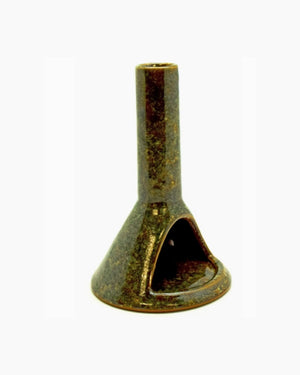 Olive Green Ceramic Chimney Incense Burner 6 inches tall. Smoke flows up the chimney!