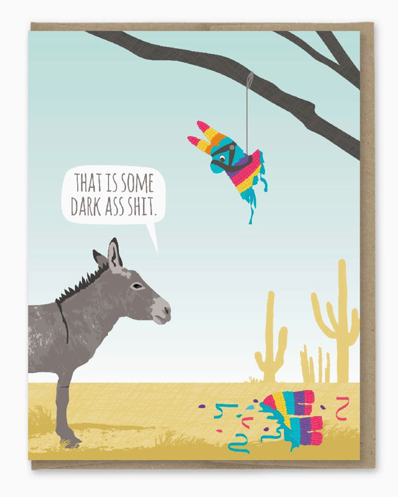 Donkey Piñata Greeting Card. Blank inside.
