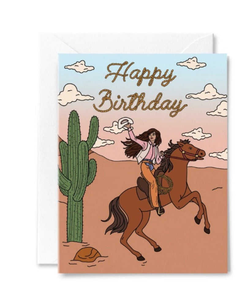 Happy Birthday Cowgirl card. Blank inside.