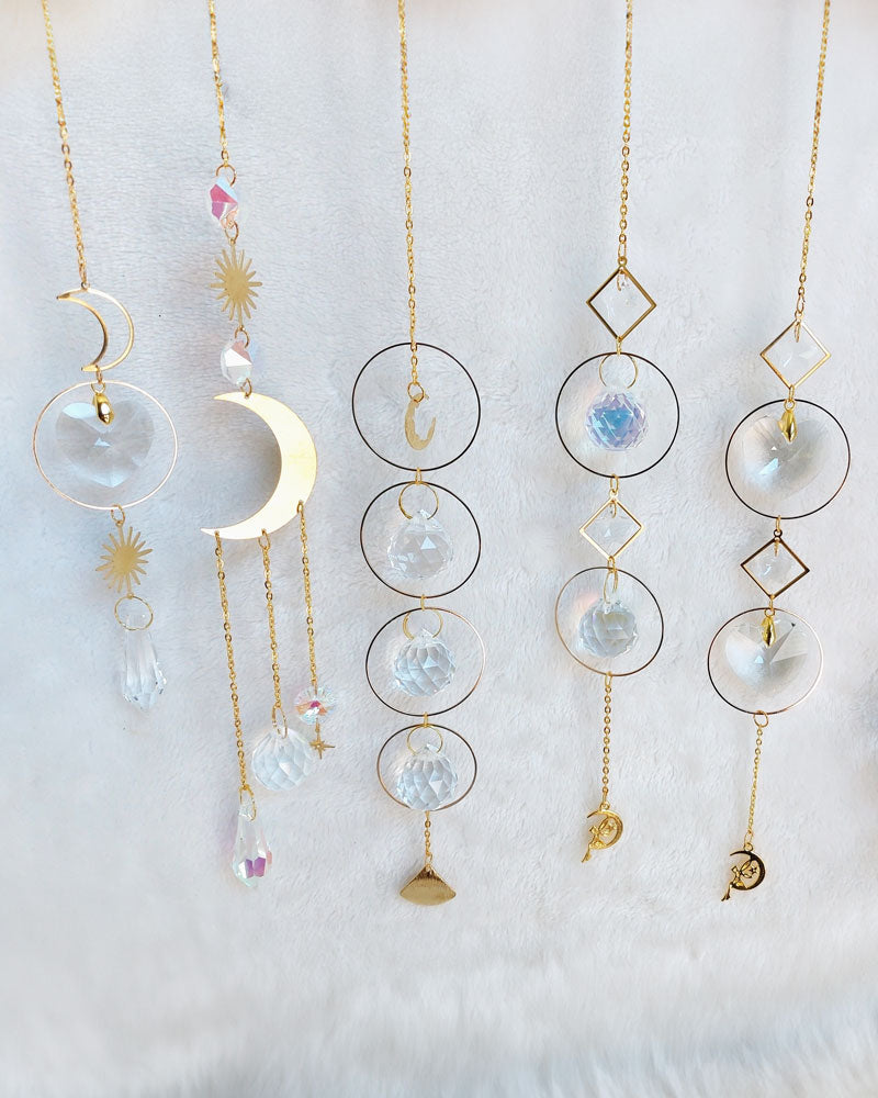 These beautiful suncatchers&nbsp; are each made from authentic high quality crystals with metal fittings.&nbsp; They are spectacular in the light! (the photos do not do these pieces justice!) Every style varies by the number and size of the crystals on them.&nbsp;