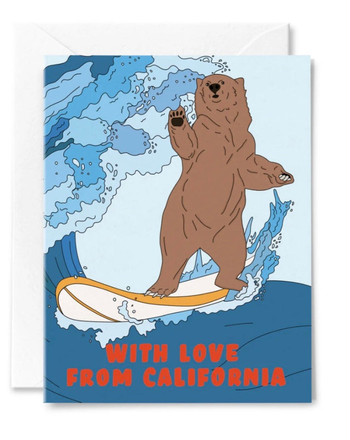 With Love From California Bear Surfing Card