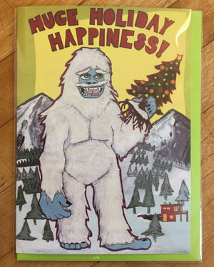 Huge Holiday Happiness Yeti Greeting Card Blank inside.