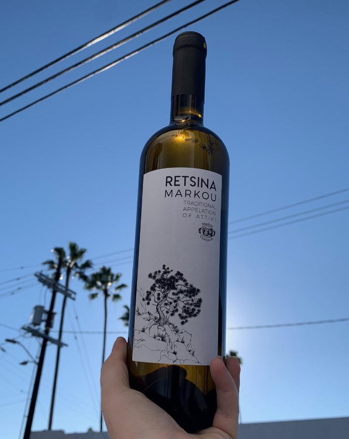 100% Savatiano. Nemea Peloponnese, Greece.  Woman winemaker - Maria Markou. All natural. Vinified with pine resin. Rich herbal with spunky fruit. Tropic fruit soaked in fresh pine needles. Oily & fun!