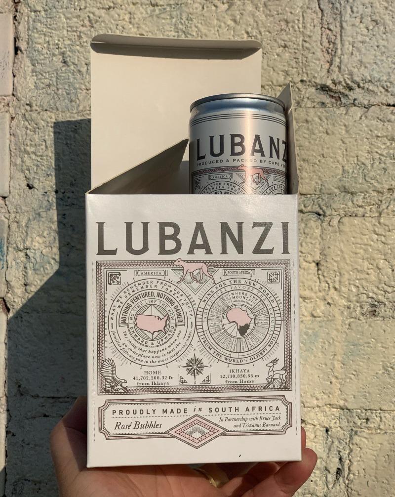 Shiraz/Mourvedre/Cinsault/Grenache. Swartland, South Africa.  Woman winemaker - Trizanne Barnard. All natural. Tickling cherries + teasing strawberries. Airy effervescence. B-Corp winery. 1% for the Planet. Dry + bright. 4 cans = 1.5 bottles