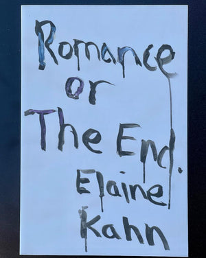 Romance or The End takes up the tools of romantic narrative in order to perform the rupture between self and story that occurs at the onset of trauma. Using known and pathologized literary arcs, Elaine Kahn unspools the fundamental instability of truth, love, and language to create an experiential portrait of narrative’s power to both disfigure and restore. 
