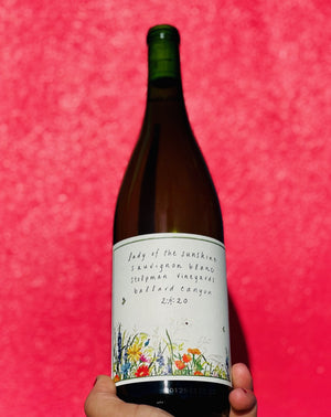 100% Sauvignon Blanc. Santa Barbara, California.  Woman winemaker - Gina Hildebrand All natural. Olive oil with lemon preserves. Honeydew melon. Like laughing with a lover on a cliff with lush grass above a rocky and salty ocean. Lemon zest.