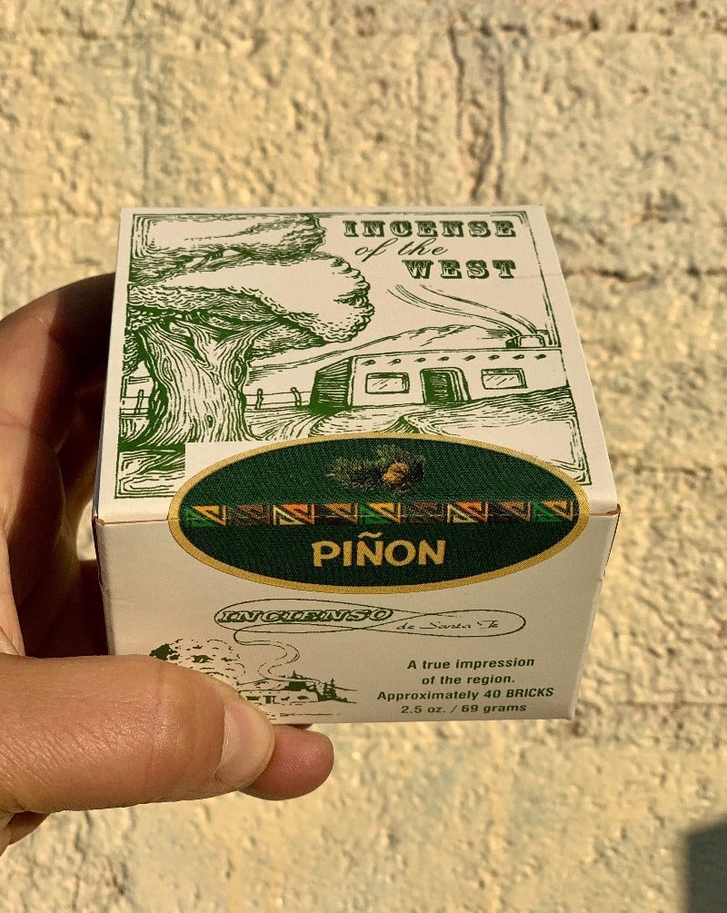 Pinon: An evergreen tree that grows along the foot hills of Californian's desert mountains, east to Arizona, New Mexico and Texas, and north to Wyoming. This tree produces a cone that bears edible seeds harvested in the late fall. When burned, the smoke is a soft smell of the Pinon that fill the air in towns and villages throughout New Mexico.  Made by hand in the USA.