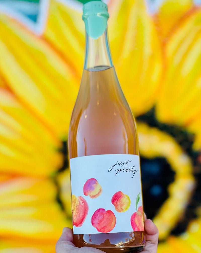 65% Albarino. 19% Pinot Gris. 7% Wild Cider. 2% Chambourcin Westminster, Maryland.  Woman winemaker - Lisa Hinton. All natural. Pet-nat (bubbles). Spritzy, Springy, Peach bubbles. Aurugala bite. Apricots and cream. A lemon lover on plum sheets.
