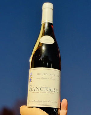 100% Pinot Noir Sancerre, France.  Woman winemaker - Cecile Natter. All natural. Light yet rich. Strawberries dipped in minerals. Like 2 dozen Rockette's doing high kicks in your mouth. Frosted earth. 