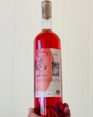 100%  Ojalesh. Kakheti, Georgia  Woman winemaker - Keto Ninidze. All natural. Chillable red. If wine was a club this one is popping. Between red and rosé. Peach green tea. Smoked strawberry. Weird yet poundable. Hay and earth.