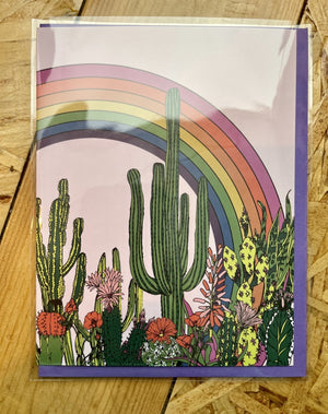 Rainbow Cactus Greeting Card