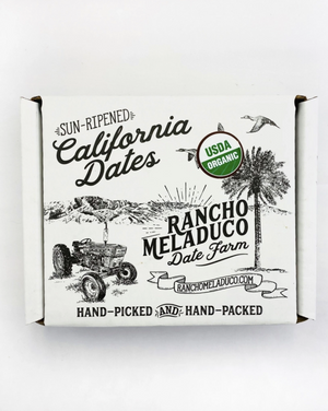 Rancho Meladuco Date Farm was founded in 2015 by Joan Smith a mom of 3 and accountant turned date farmer in Southern California. Known for being exceptionally tender, juicy and flavorful, Rancho Meladuco dates are what the date industry refers to as fresh dates due to their higher moisture levels.  There are approximately 18 dates per 1 lb box. Unpitted. 