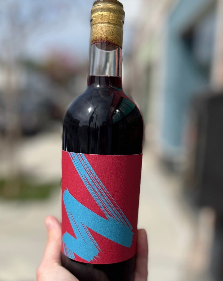 100% Malbec Santa Ynez, California.  Woman winemaker - Marlen Porter. All natural. Chillable red. Earth angel with bosenberry wings and a rustic halo. Exotic spices and dried rose petals. Joyously juicy. Freshly crushed strawberry + pepper. 500ml (3/4 bottle)