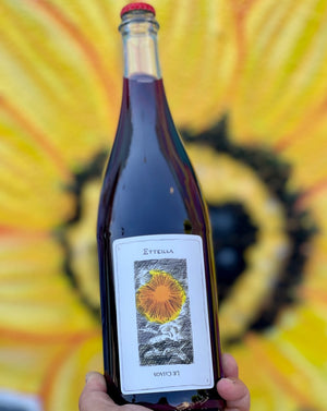 Co-ferment of Apples/Syrah/Zinfandel.  Woman winemakers - Anne Disabato and Noelle Vandenriessche All natural. Queer made. Tony Coturri's apprentices! Dry yet electric. Pommegranit zing. An earth child on a sunshine feels bender.
