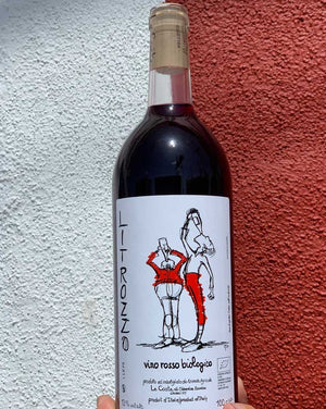 Merlot/Sangiovese Lazio, Italy.  Woman winemaker - Clémentine Bouveron. All natural. Volcanic soil. Chillable red. Cherry toned like a fruit beefcake. Blueberry muffin nose with a salty kissing finish. Total chugger and a liter (bottle + a half!)