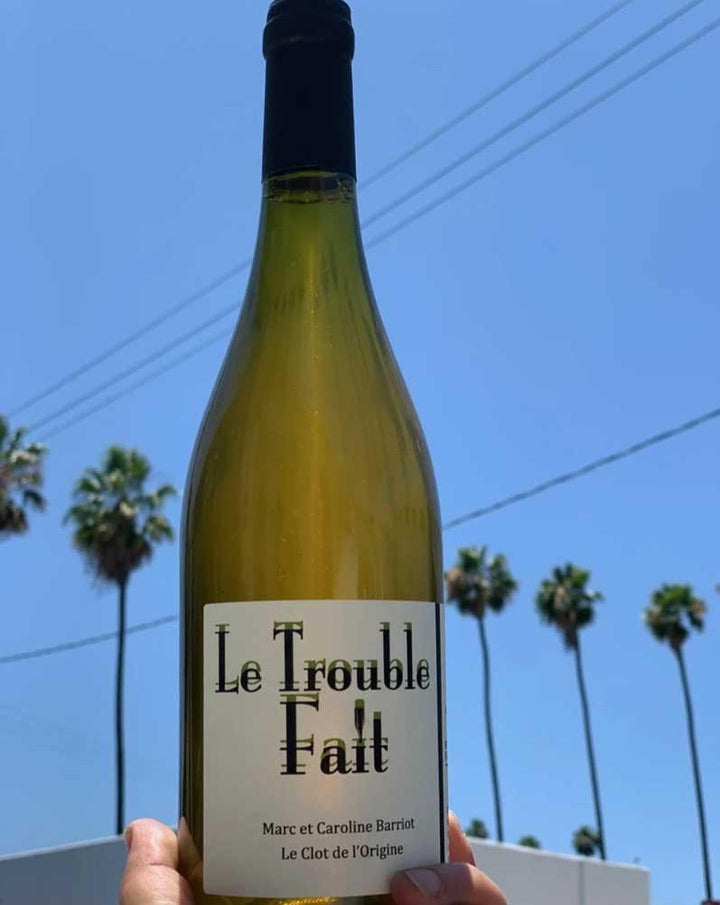 The Troublemaker 100% Muscat Alexandria Roussillon, France.  Woman winemaker - Caroline Barriot. All natural. Orange wine. Heady floral + mineral aromas. 35 days skin contact. Funky fresh. That weirdo in middle school that grew up super hot + cool.