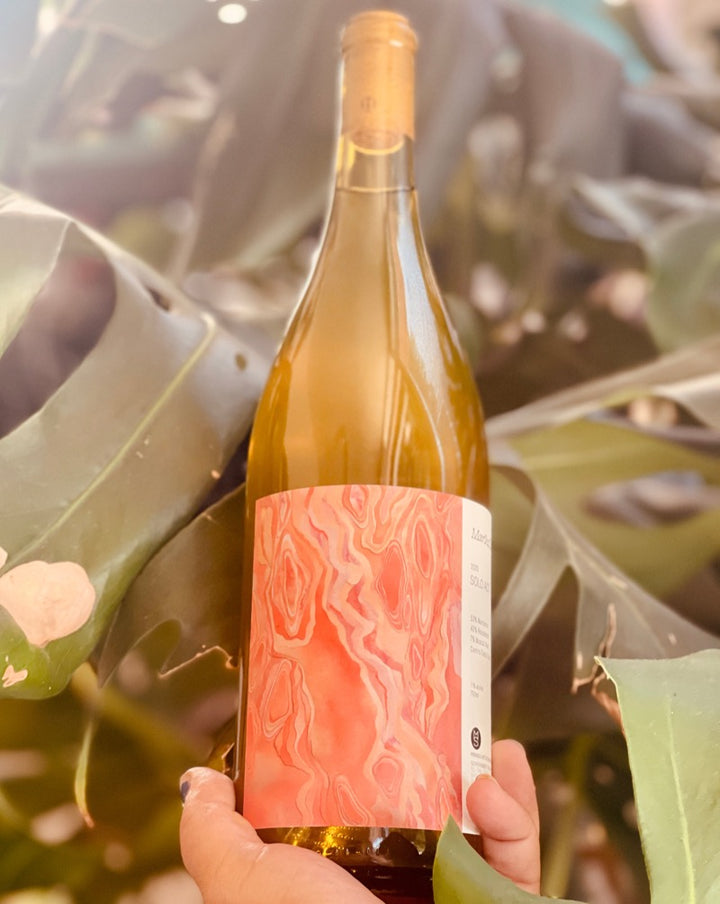 53% Marsanne, 40% Rousanne, 7% Muscat Blanc Richmond, California.  Woman winemaker - Martha Stoumen. All natural. Like that person who left their band and became a mega star. Tart Umeboshi. Salty sea air on a tropical beach. Celery crunch. Rollercoaster of flavor!