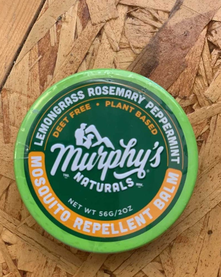 Murphy's naturals mosquito repellent 0.75 oz balm. Natural. Plant based. Deet free. Safe for kids. Beeswax, olive oil, rosemary, peppermint, cedarwood, lemongrass.